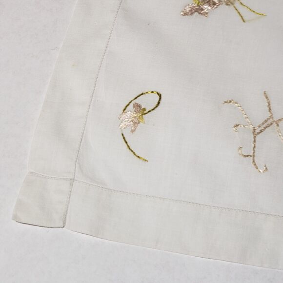 VTG HANDKERCHIEF GOLD FLOWERS EMBROIDERED POCKET SCARF BRIDAL WEDDING HANKIE - Picture 3 of 12